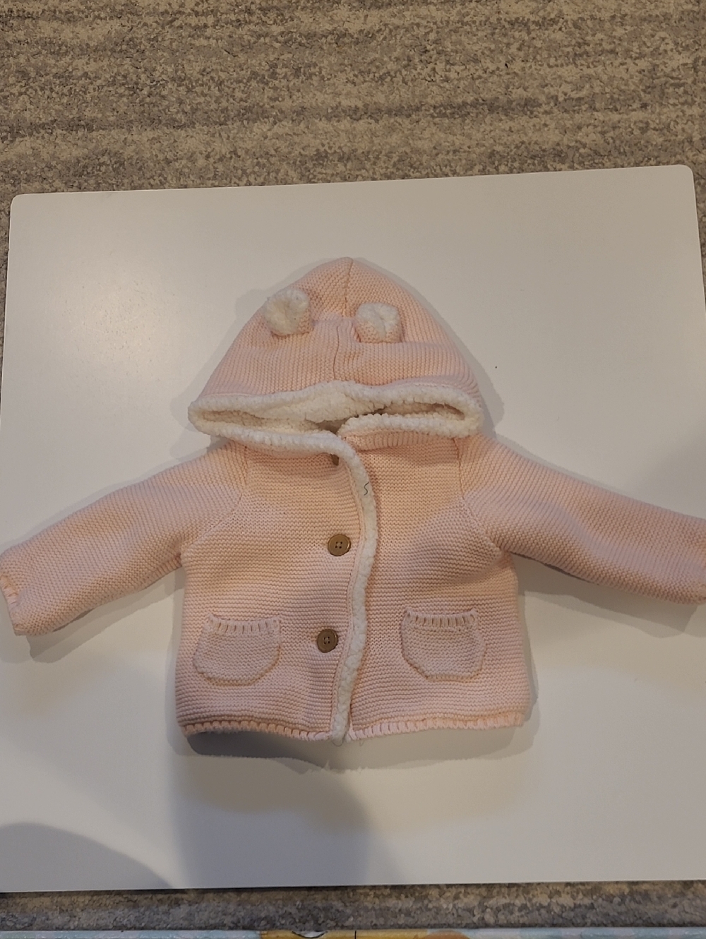 Carter's Light Pink Knit Hooded Jacket with Sherpa Lining Size 6 Months
